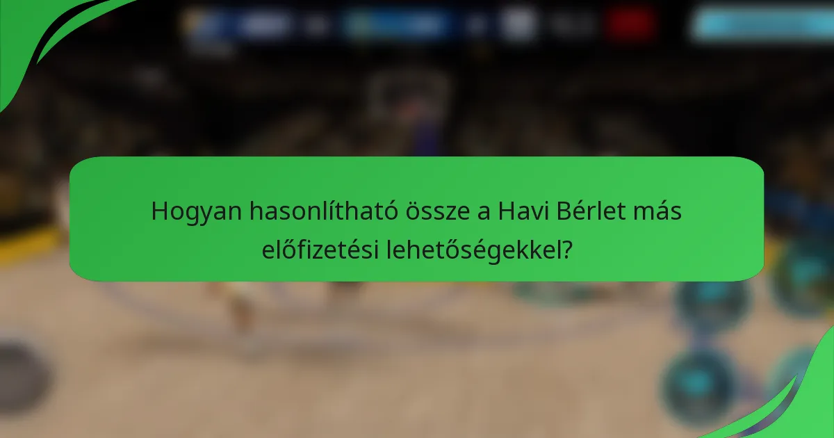 Hogyan hasonlítható össze a Havi Bérlet más előfizetési lehetőségekkel?