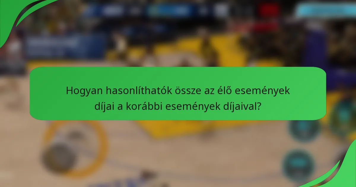 Hogyan hasonlíthatók össze az élő események díjai a korábbi események díjaival?